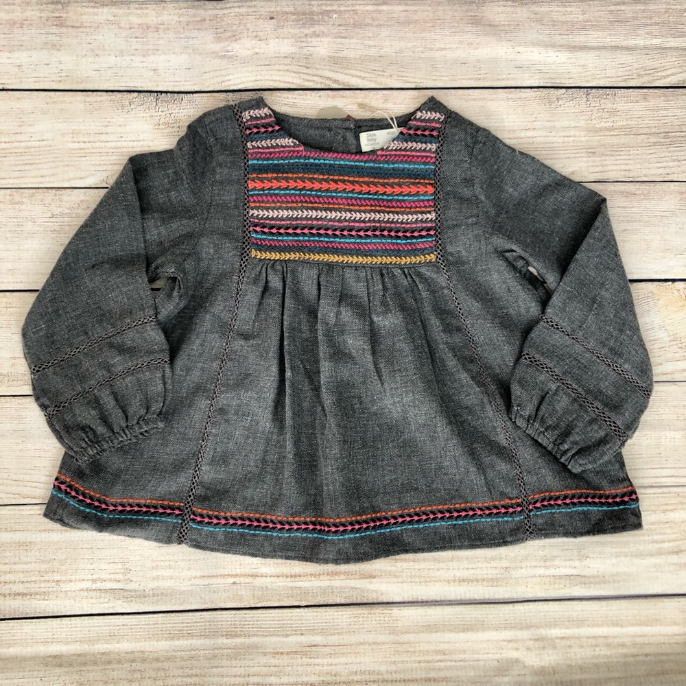 Zara Baby Embroidered Blouse Size 3/4